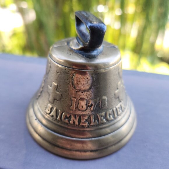 Antique 1878 Brass Swiss Cow Bell – Chiantel Fondeur, Saignelégier - Picture 1 of 9